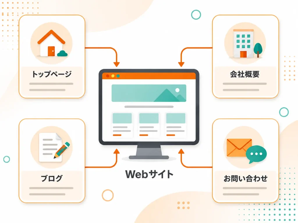 複数のWebページで構成されるWebサイトのイメージ図