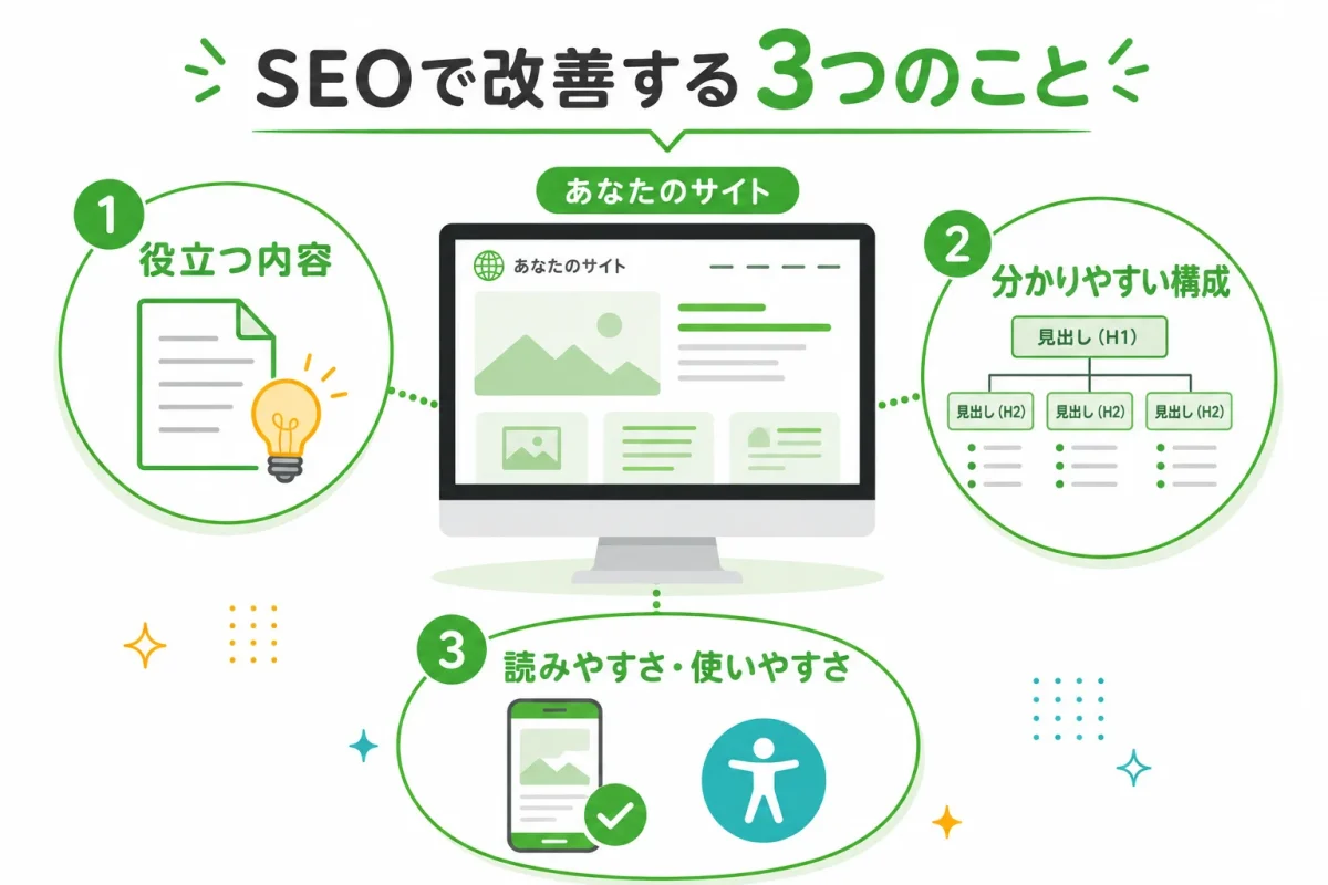 SEOで整える内容と構成とWebサイトの使いやすさ