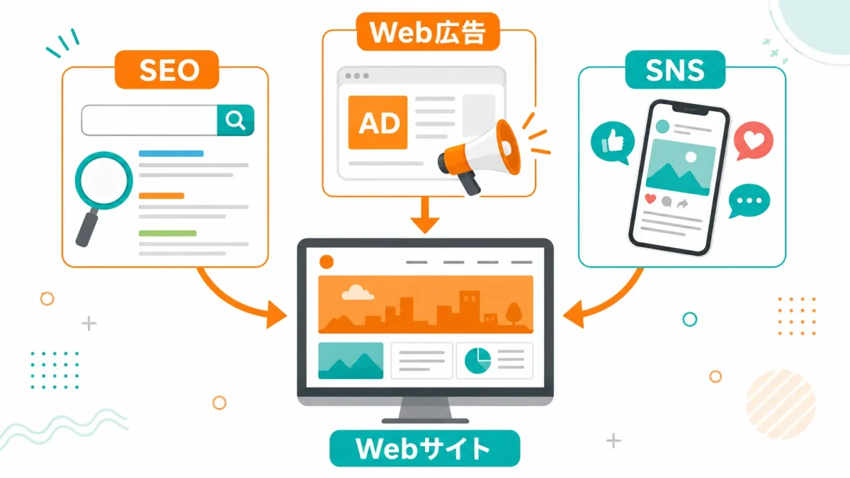 SEOとWeb広告とSNSからWebサイトへユーザーを集めるWebマーケティングの方法