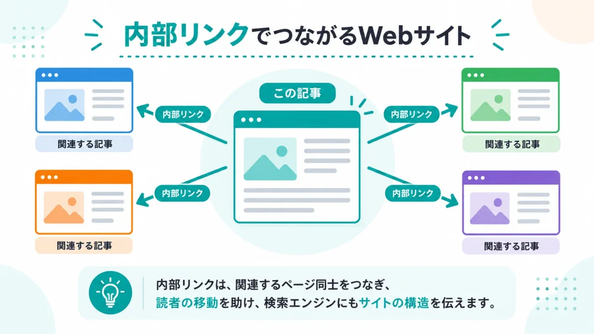 Webサイト内の記事を内部リンクでつなぐイメージ