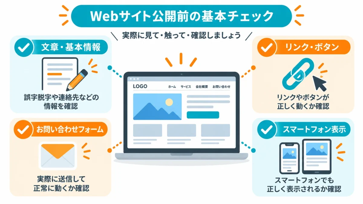 Webサイト公開前に確認する文章・リンク・フォーム・スマホ表示
