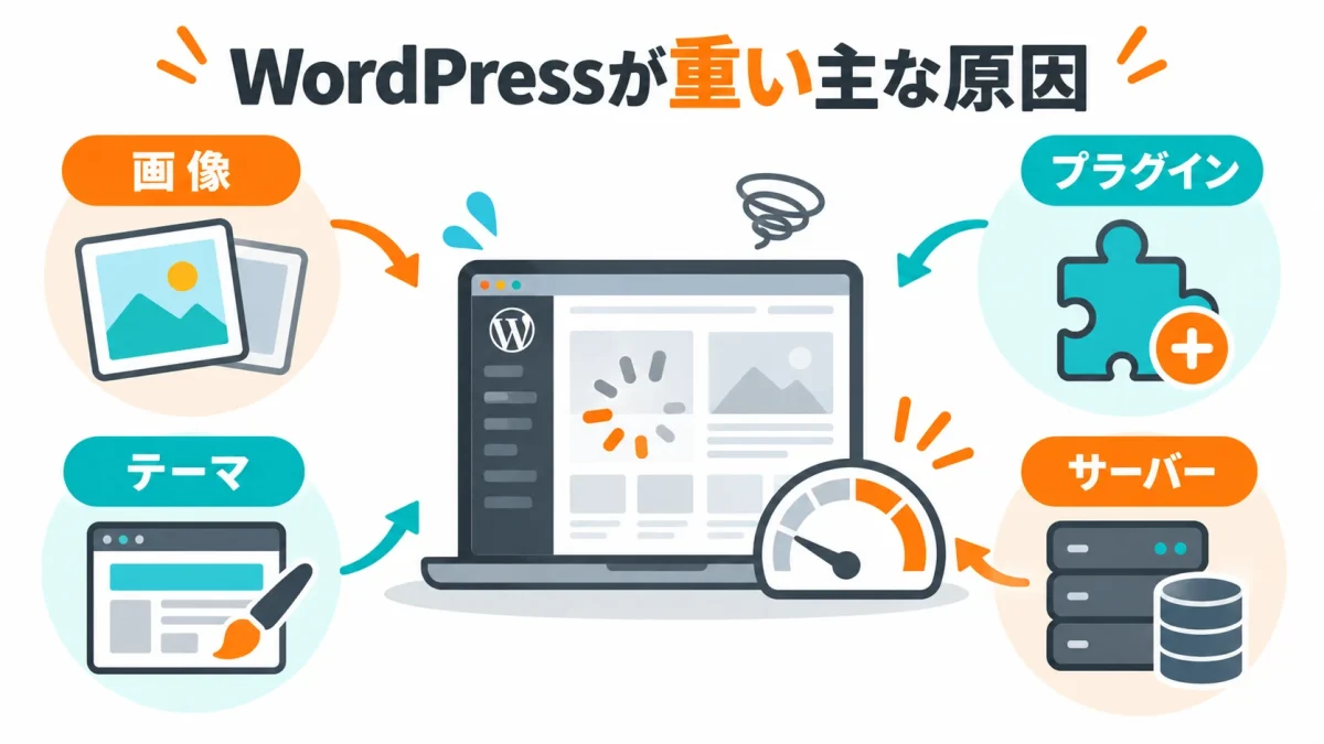 WordPressが重くなる画像・プラグイン・テーマ・サーバーの主な原因